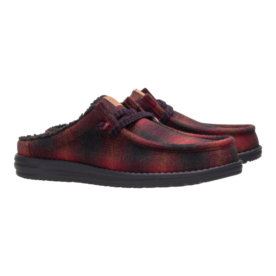 Wally Slip Cozy Plaid - Red Plaid/Black