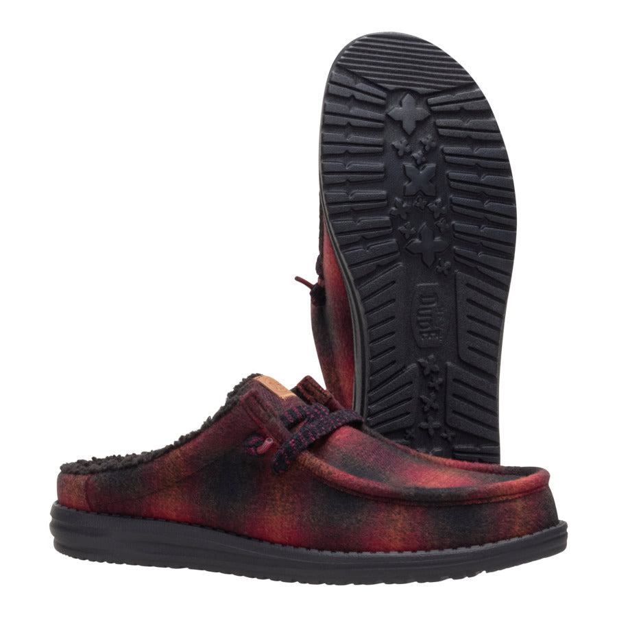 Wally Slip Cozy Plaid - Red Plaid/Black